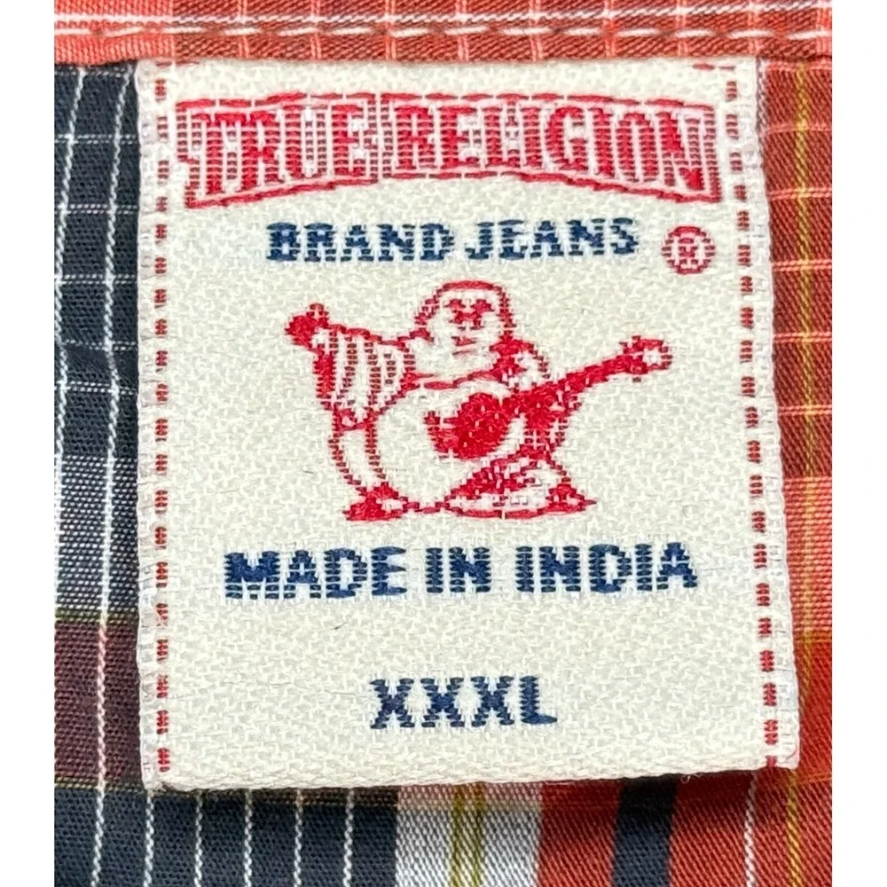 True Religion Men's Button Up Long Sleeve Snap Button Western‎ Shirt Size 3XL